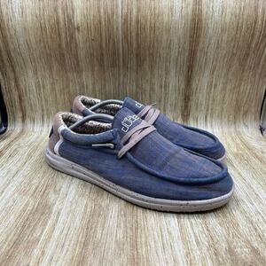 Hey‎ Dude Shoes Wally Free Men's Size 13 Natural Blue Slip On Shoes Casual Boat
